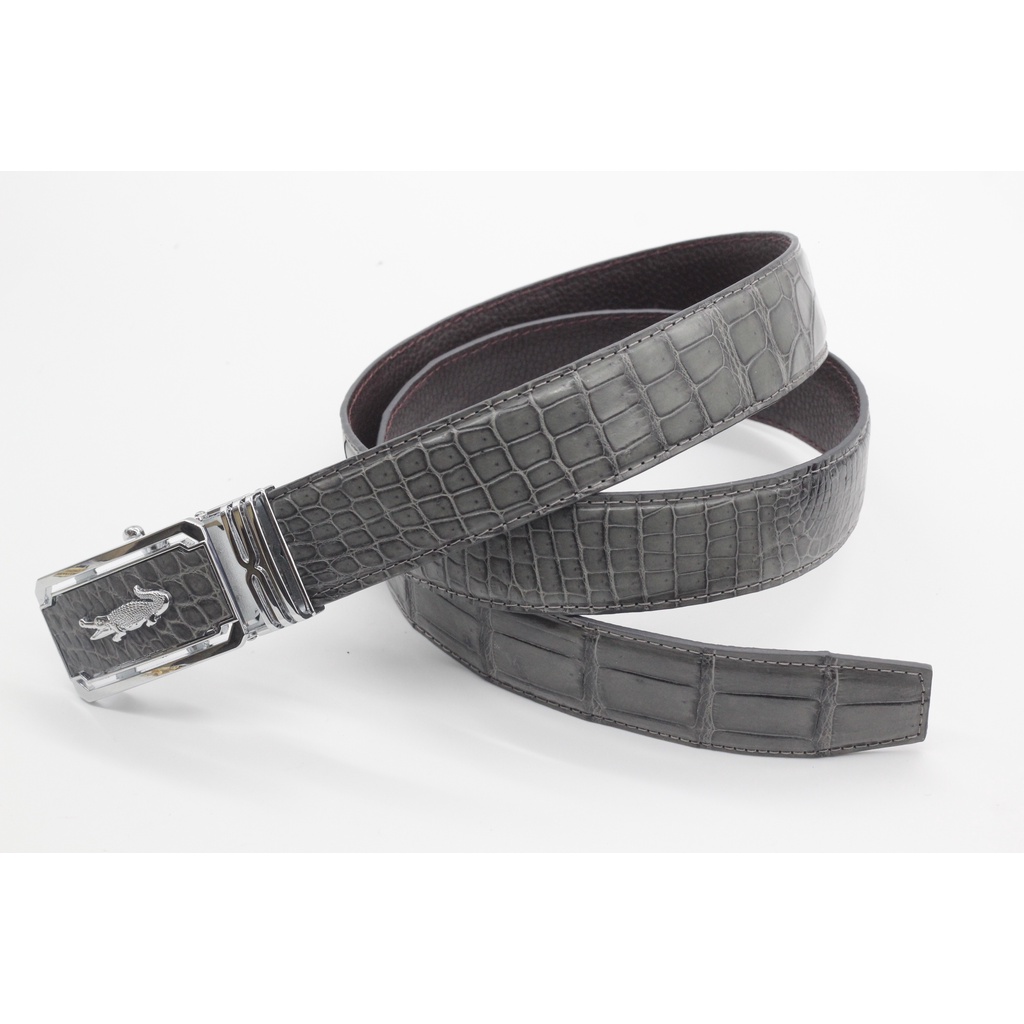 Thắt Lưng Nam - Dây Nịt Nam Da Cá Sấu Thật Mặt Khóa Trượt Cao cấp Sang Trọng Bản Liền Không Nối, BẢO HÀNH 12 THÁNG