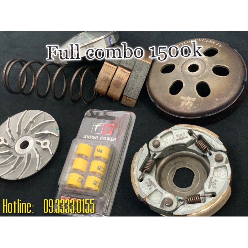 Combo nồi  Vario 125/150 ,click thái 125, sh mode 125,ab 125, lead 125 (2 đế nhôm + 3 càng +chuông + lò xo trụ + bộ bi)