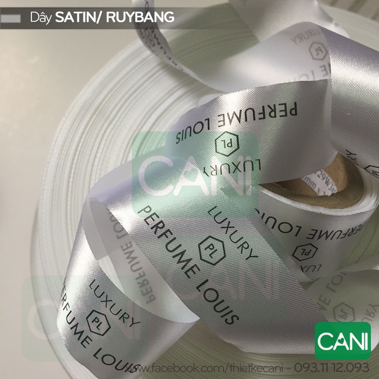 Nhãn mác quần áo  In theo yêu cầu đính cổ/ kẹp sườn - Satin Lụa viền biên CANI