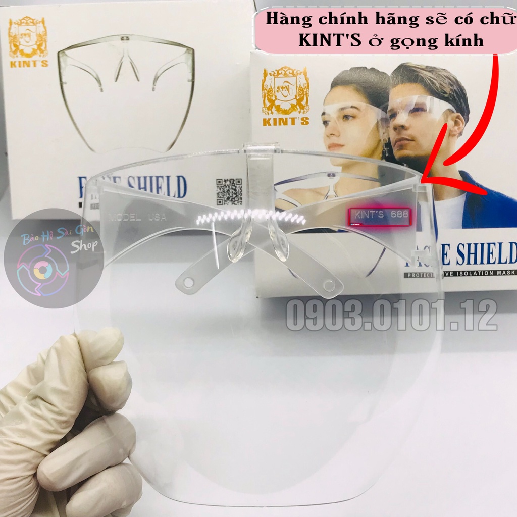 Kinh bảo hộ chống giọt bắn thương hiệu Kint's chính hãng, Tấm chắn face shield chống dịch đạt chuẩn bộ y tế