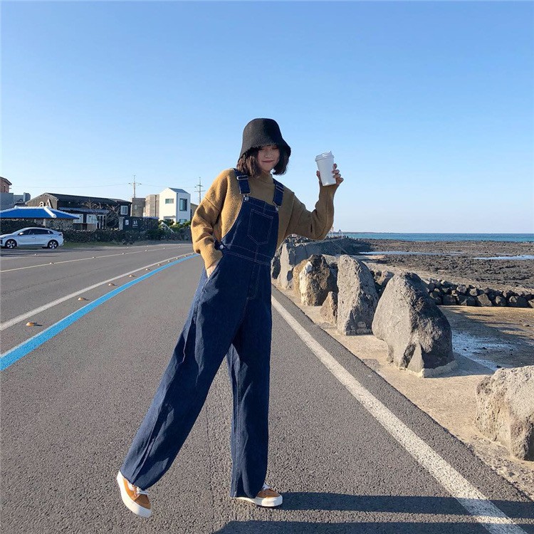 Quần yếm jean lai thô xanh đậm - YQD123 | BigBuy360 - bigbuy360.vn