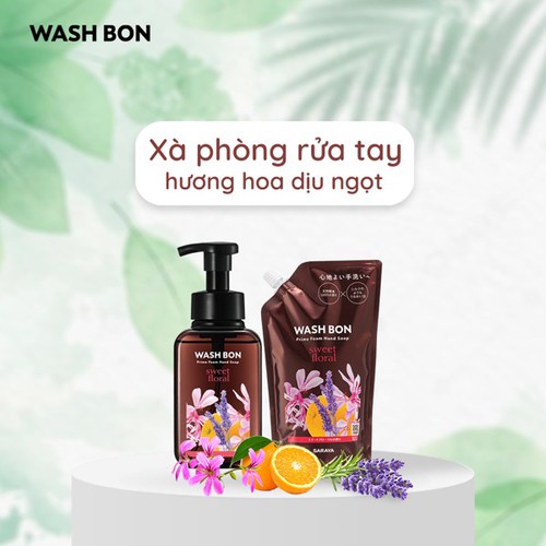 Xà phòng rửa tay tạo bọt Wash Bon hương thảo mộc 500ml