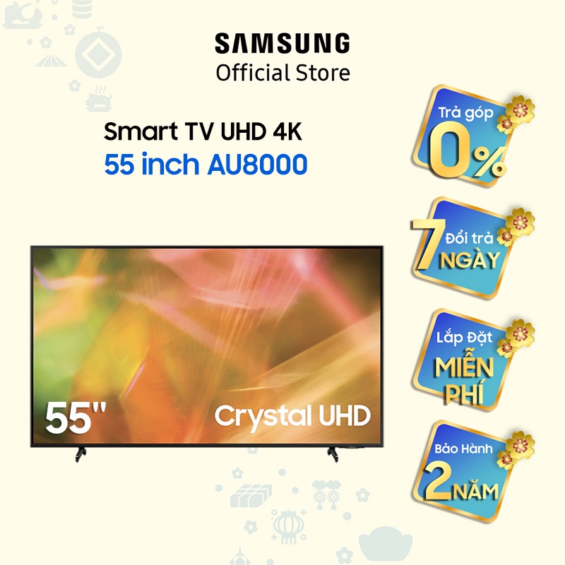 [Lưu SAM151 giảm 1TR2 và ELSS1TR giảm 5%] Smart Tivi Samsung Crystal UHD 4K 55 inch UA55AU8000KXXV - Miễn Phí Lắp Đặt