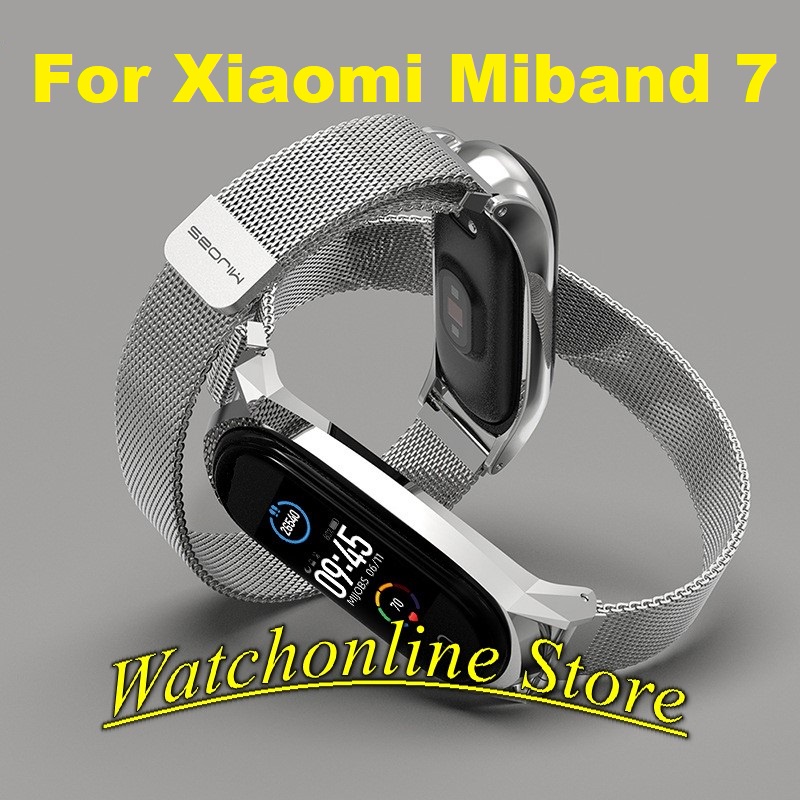 Dây đeo kim loại mắt lưới Xiaomi Mi band 7 / Miband 7 hiệu Mijobs khóa nam châm