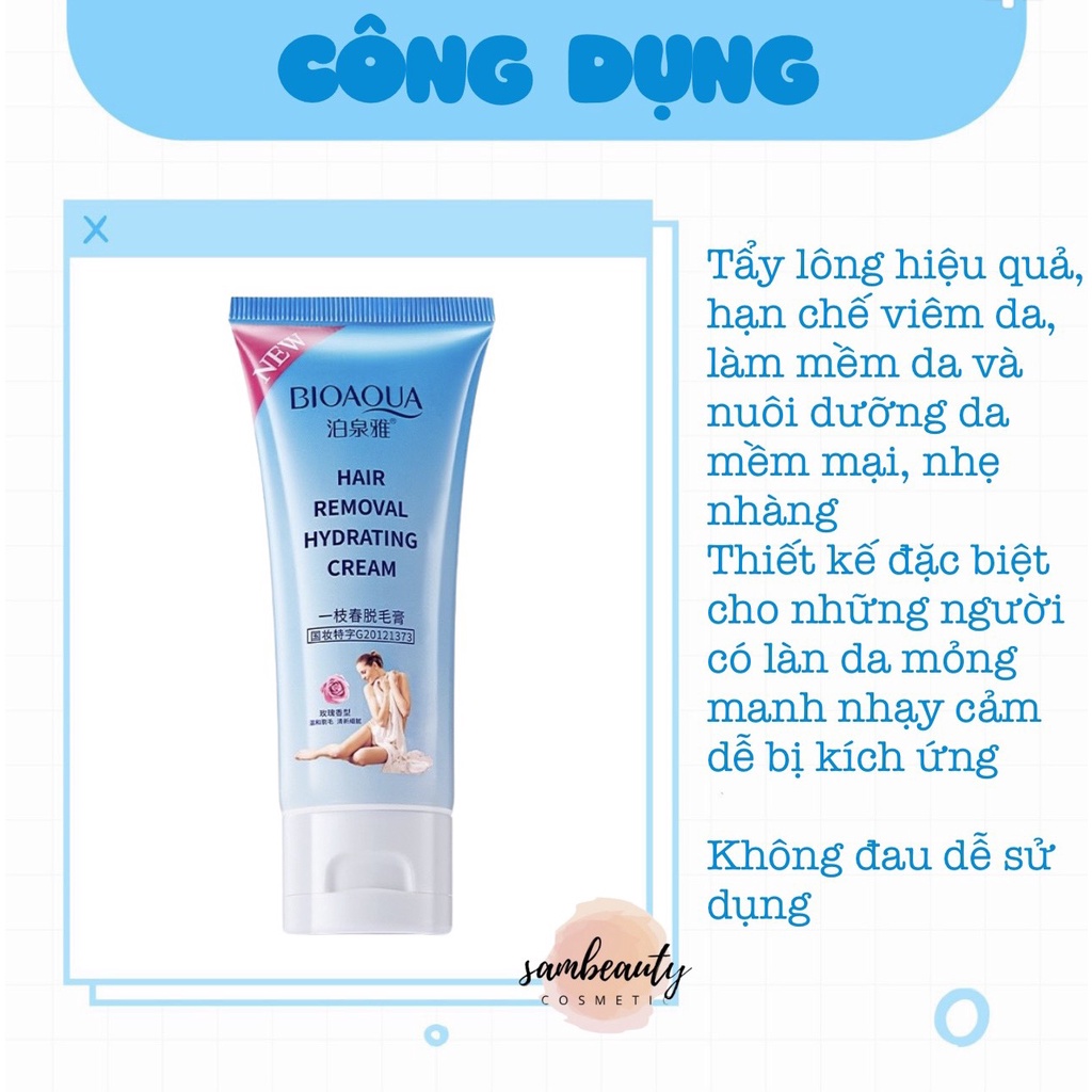 KEM TẨY LÔNG BIOAQUA LÀM SẠCH LÔNG NHẸ NHÀNG AN TOÀN đem lại làn da trắng sáng mịn màng SamBeauty