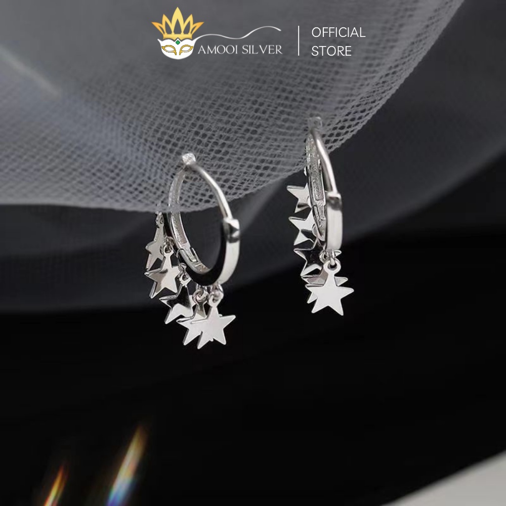 Bông Tai Bạc S925 Khoen Tròn Sao Boheme Đường Kính 10mm - Amooi Silver AB156