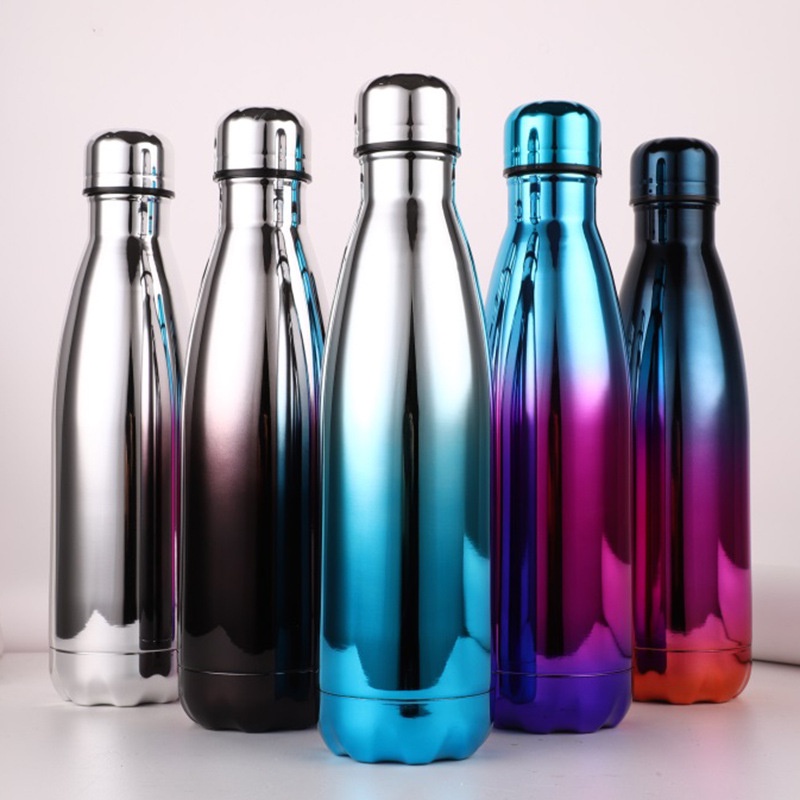 Binh giữ nhiệt dạng chai Inox 304 thép không gỉ 500ml mạ màu ombre KinoShop