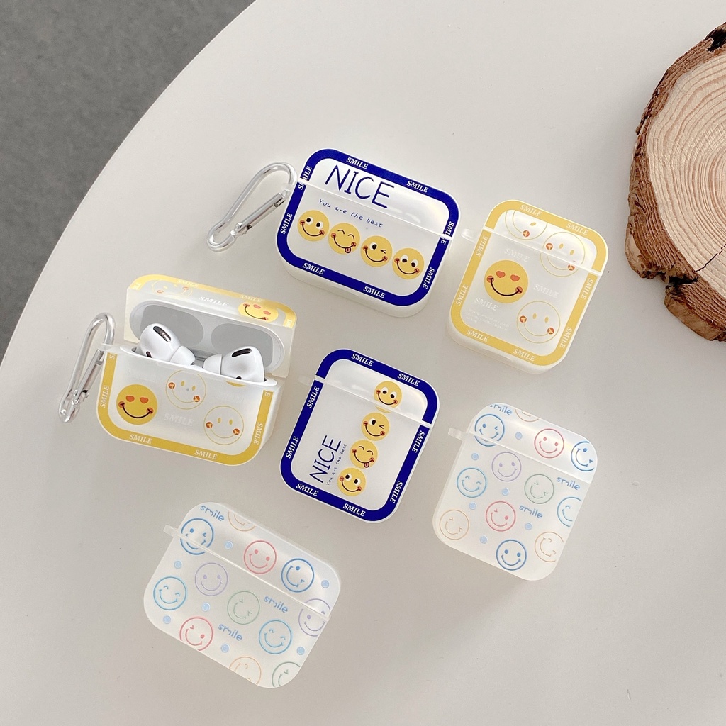 Vỏ Bảo Vệ Hộp Sạc Tai Nghe compatible AirPods Pro compatible AirPods 2/Pro Họa Tiết Mặt Cười Khung Màu Sắc 20213 Bằng TPU Tiện Dụng