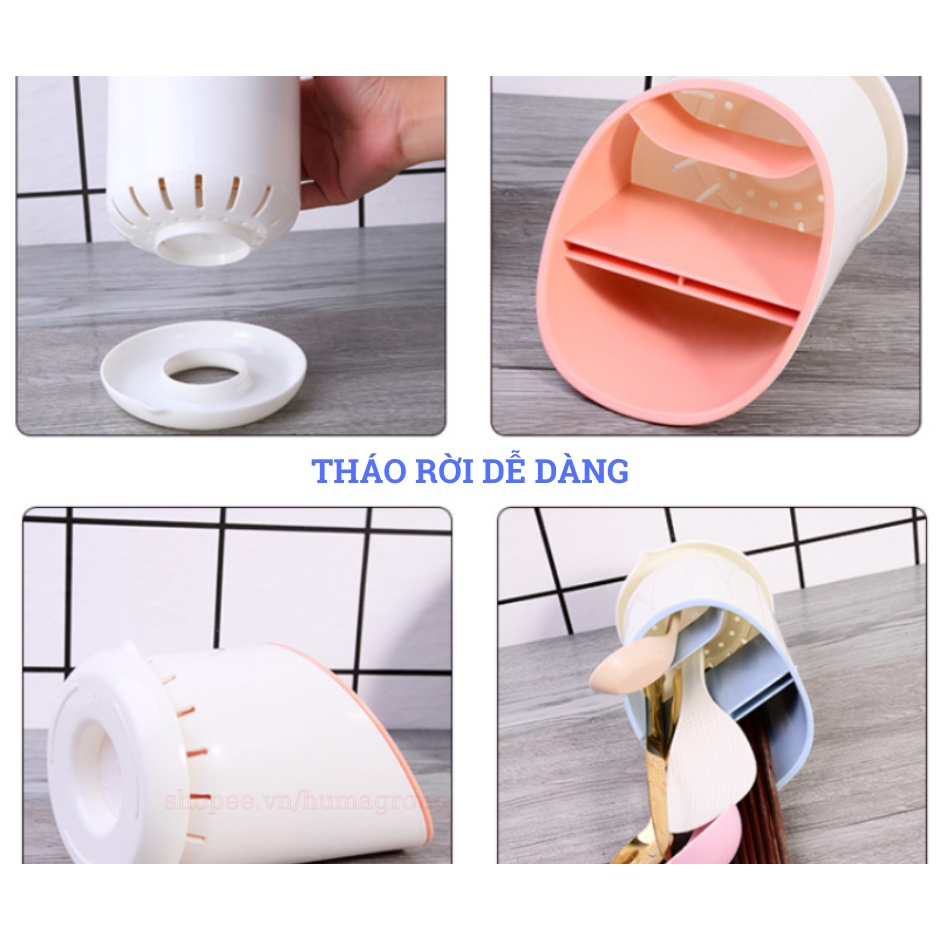 Ống Đựng Đũa, Muỗng, Thìa, Dĩa Bằng Nhựa Có Đế Hứng Tiện Lợi