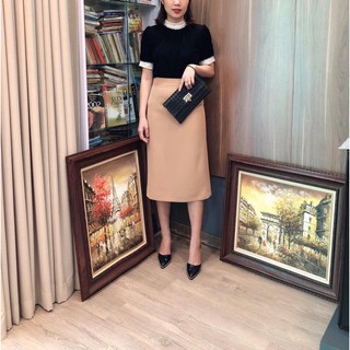 Chân váy midi dáng A suông dài