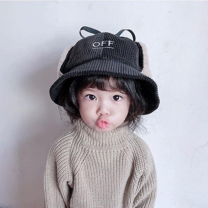 Mũ off nhung che tai bông siêu cute đội được 2 kiểu cho bé trai và gái-giadungsieure