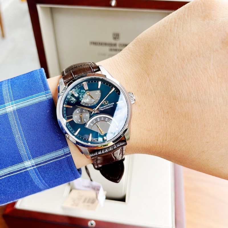 Đồng hồ nam O.RI.ENT STAR RK-DE0302E  STAR RETROGRA.DE GREEN DAIL LEATHER (MA.DE IN JA.PAN).