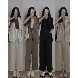 Set vest xẻ lưng mix quần suông Audrey 678