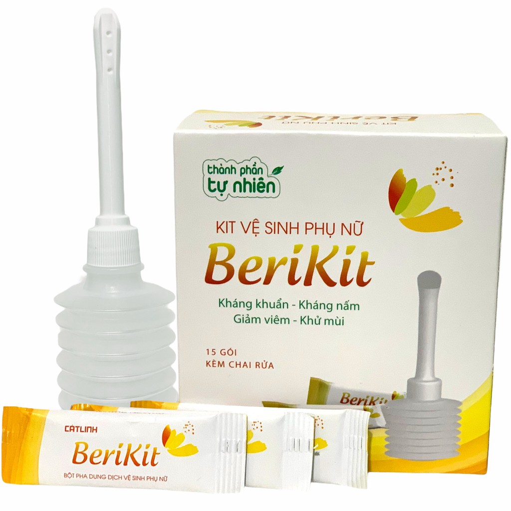 Bộ thụt rửa vệ sinh phụ nữ BeriKit gồm 15 gói muối - kèm chai thụt rửa thumbnail