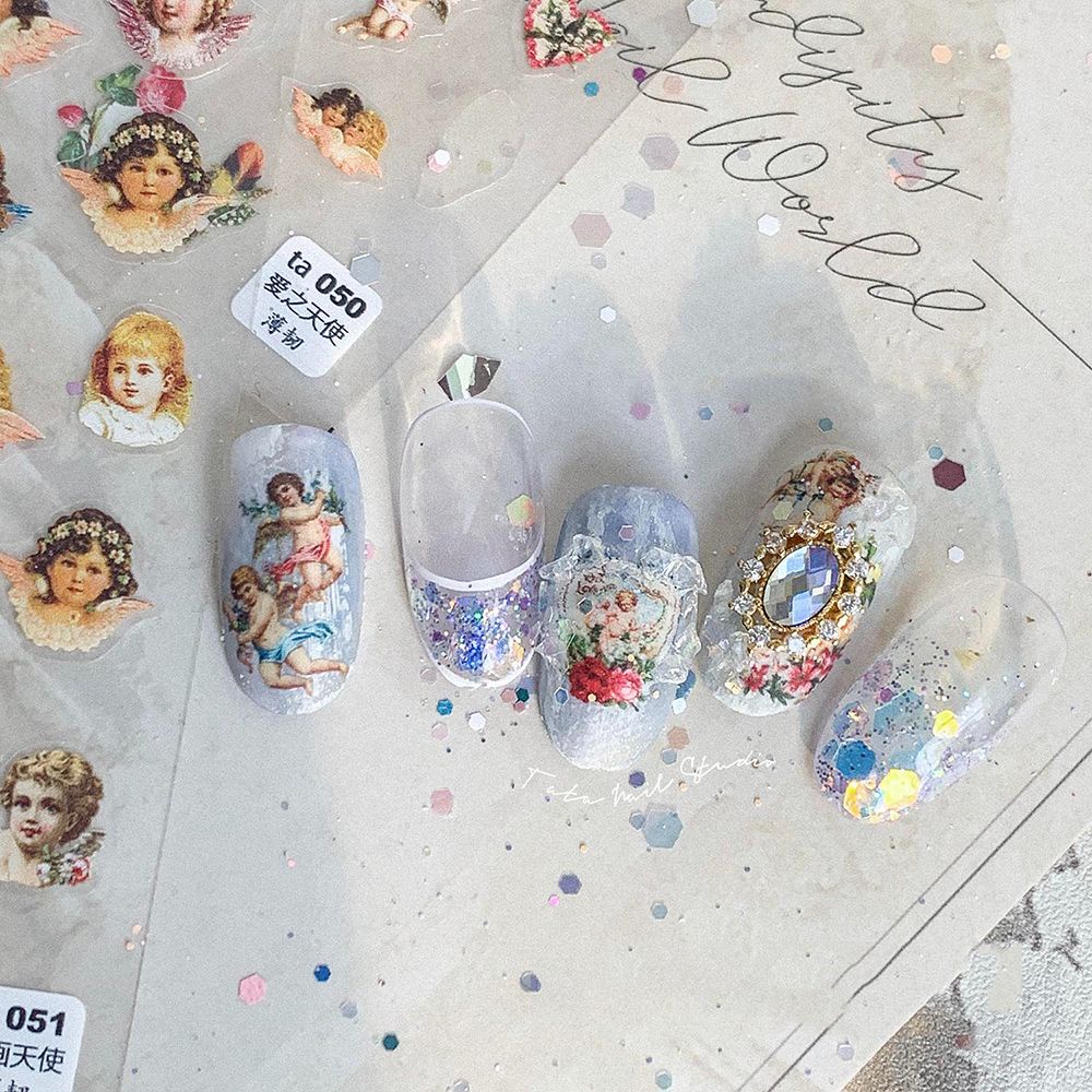 [Hàng mới về] Hình dán móng hoạ tiết thiên thần 5D trang trí móng đẹp mắt