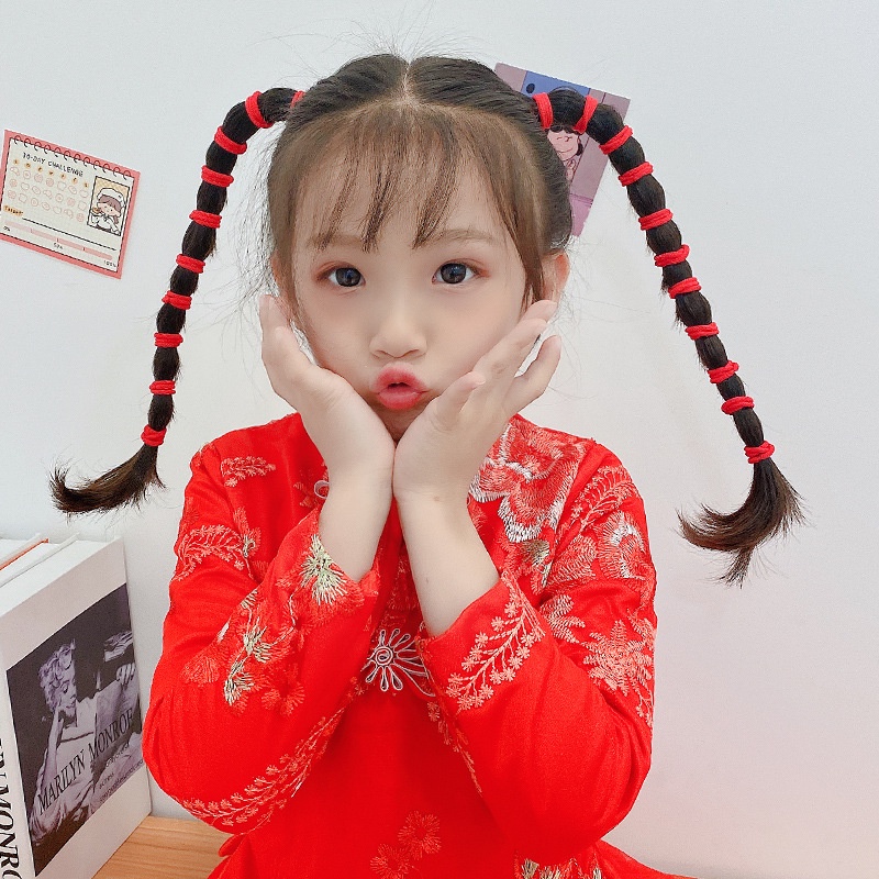 1 băng đô lễ hội lớn màu đỏ trẻ em, dây chun cho bé gái, dây chun cho bé gái không làm tổn thương tóc, dây chun cho bé màu đỏ trẻ em, quà tặng dây chun bé gái màu đỏ