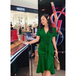 Đầm body cổ tim lai bèo thắt eo
