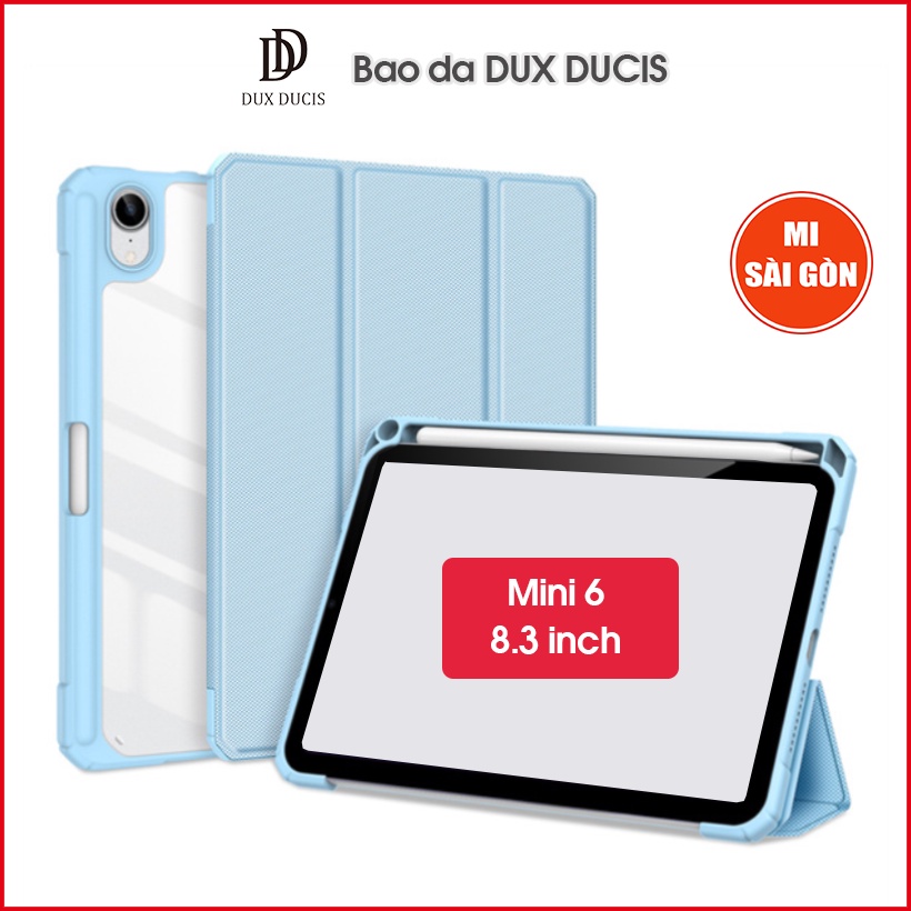 [Hỏa Tốc HCM] Bao da DUX DUCIS iPad Mini 6 (8.3 inch) (2021) (TOBY SERIES) - Lưng trong, Có Khay Đựng Bút - Xanh Da Trời