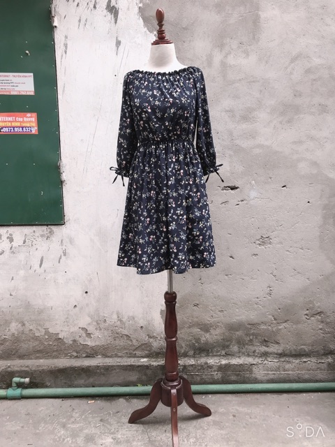 váy nhún vai có nơ tay(hàng có sẵn-kèm ảnh thật) | BigBuy360 - bigbuy360.vn