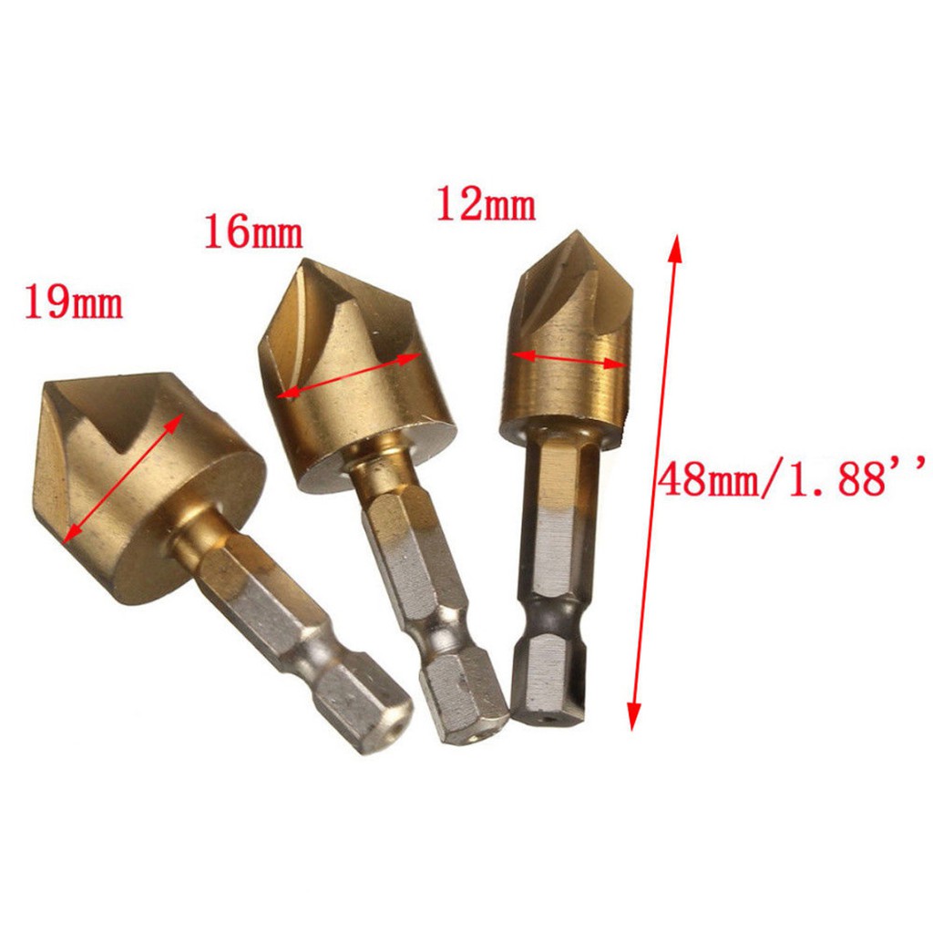 Bộ 3 mũi khoan 1/4" bằng thép cacbon chất lượng cao