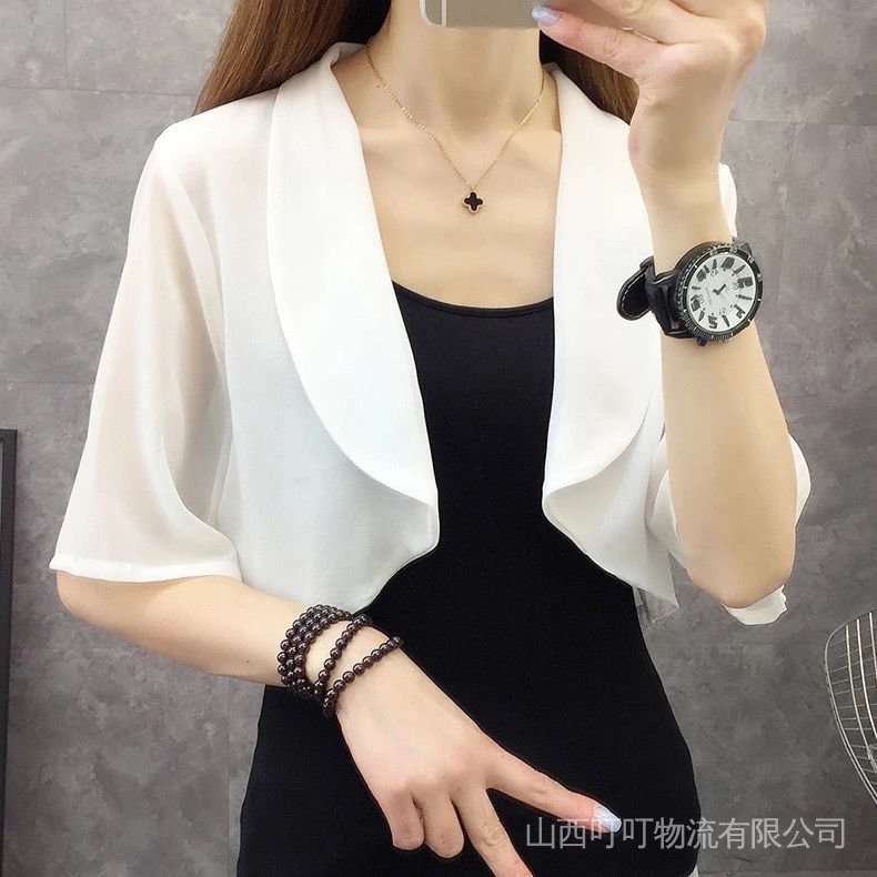 Áo Khoác Voan Lụa Mát Tay Ngắn Chống Nắng Thiết Kế Mới Thời Trang Mùa Hè Cho Nữ