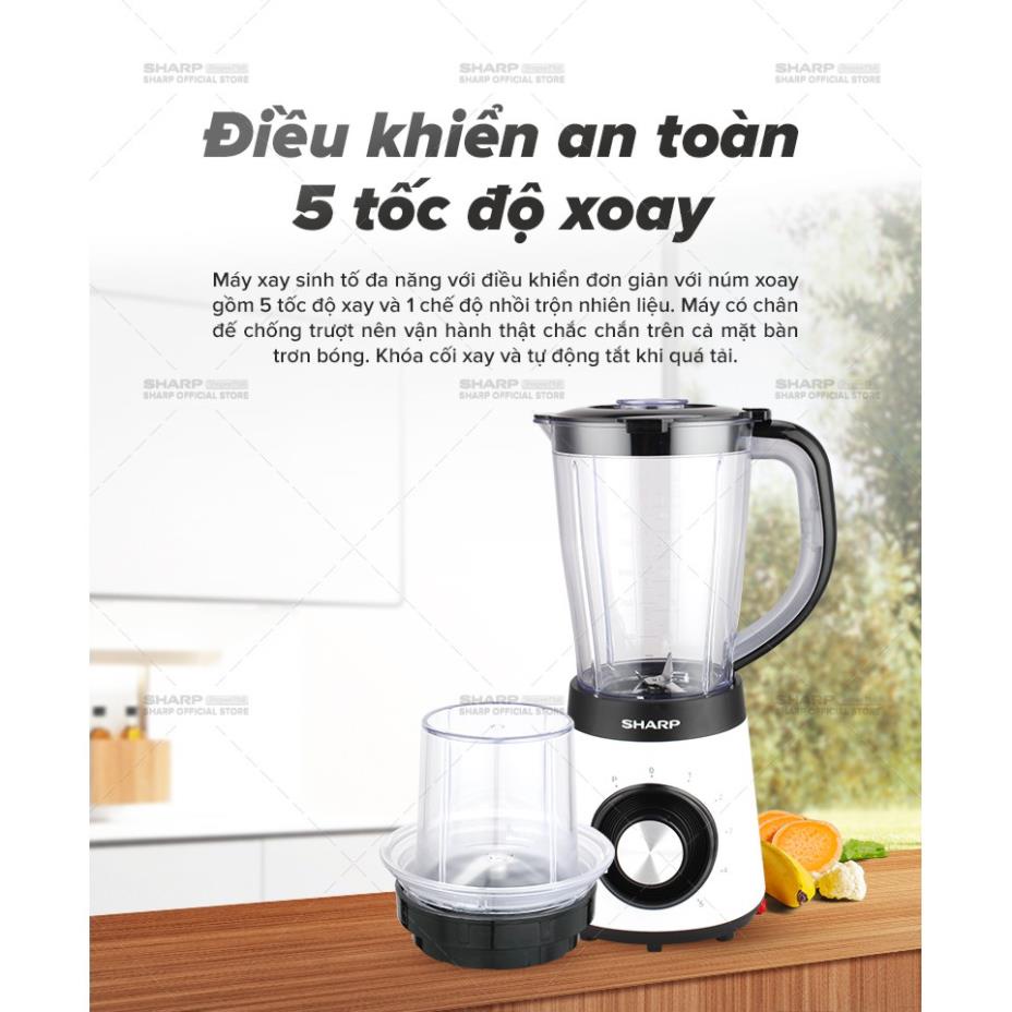 Máy Xay Sinh Tố Sharp EM-S155PV-WH 1.5L Công suất: 500W, 5 Tốc Độ Xay Chính Hãng