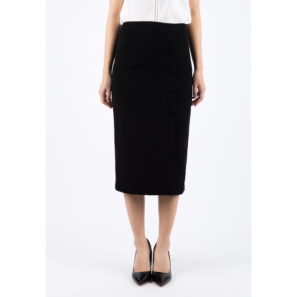 [Mã FASHIONMALLT4 giảm 15% đơn 150k] De Leah - Chân Váy Midi Cúc Bọc - Thời trang thiết kế | BigBuy360 - bigbuy360.vn