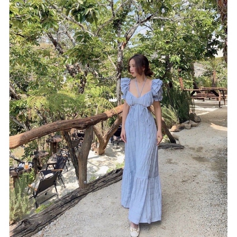 ĐOM ĐÓM DRESS  (có mút ngực)- ĐẦM XỐP CÁNH TIÊN KHOÉT EO BUỘC DÂY CỔ - ZZ5 | BigBuy360 - bigbuy360.vn