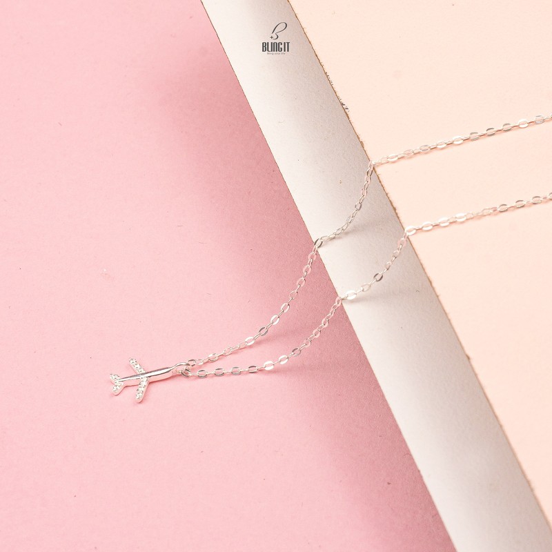 Dây Chuyền Bạc Nữ 925 BLING IT Mặt Hình Máy Bay Nhỏ Đơn Giản, Cá Tính - BIVC259