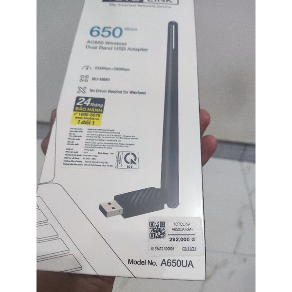 (Chính Hãng) USB Thu WIFI AC650 ToTo link qua sd