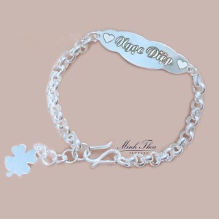 Lắc tay, vòng tay bạc bé gái khắc tên, trang sức bạc nguyên chất bé trai bé gái Minh Thoa JEWELRY