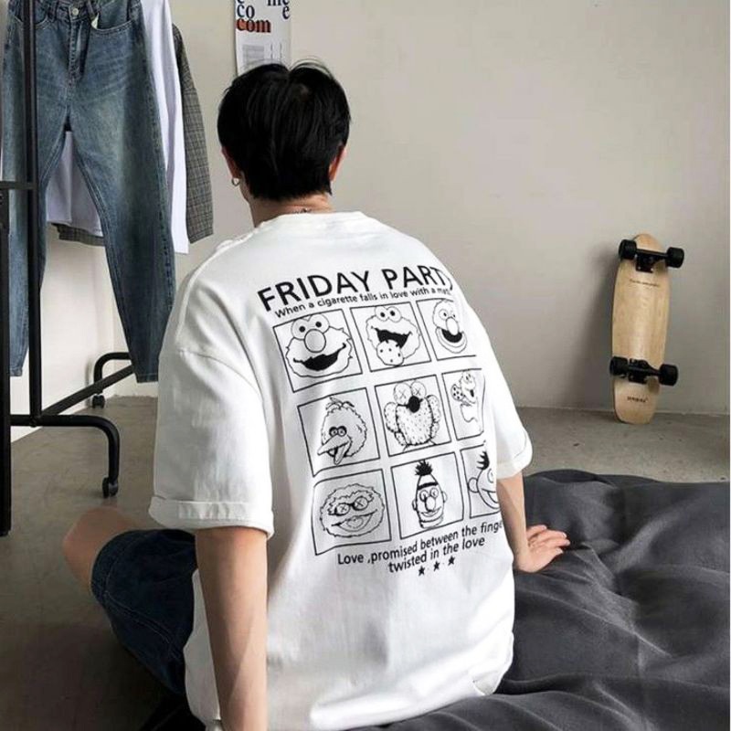 Áo thun tay lỡ form rộng unisex kaw vui vẻ