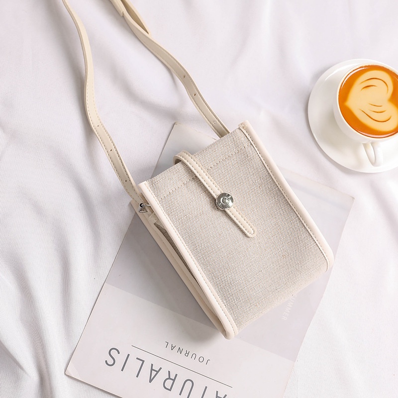 Túi Đeo Chéo Vải canvas Màu Sắc Tương Phản Phong Cách Hàn Quốc Cổ Điển Dành Cho Nữ