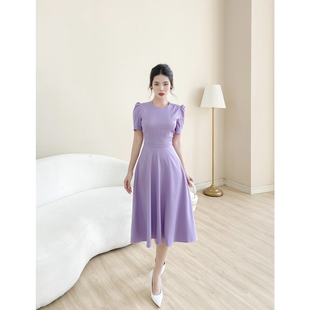 Váy công sở form basic màu tím V23 LIGHT PINK chất liệu vải trượt hàn cao cấp YAME