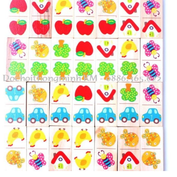 Bộ Domino tìm cặp giống nhau Domino Solitaire 28 thanh gỗ