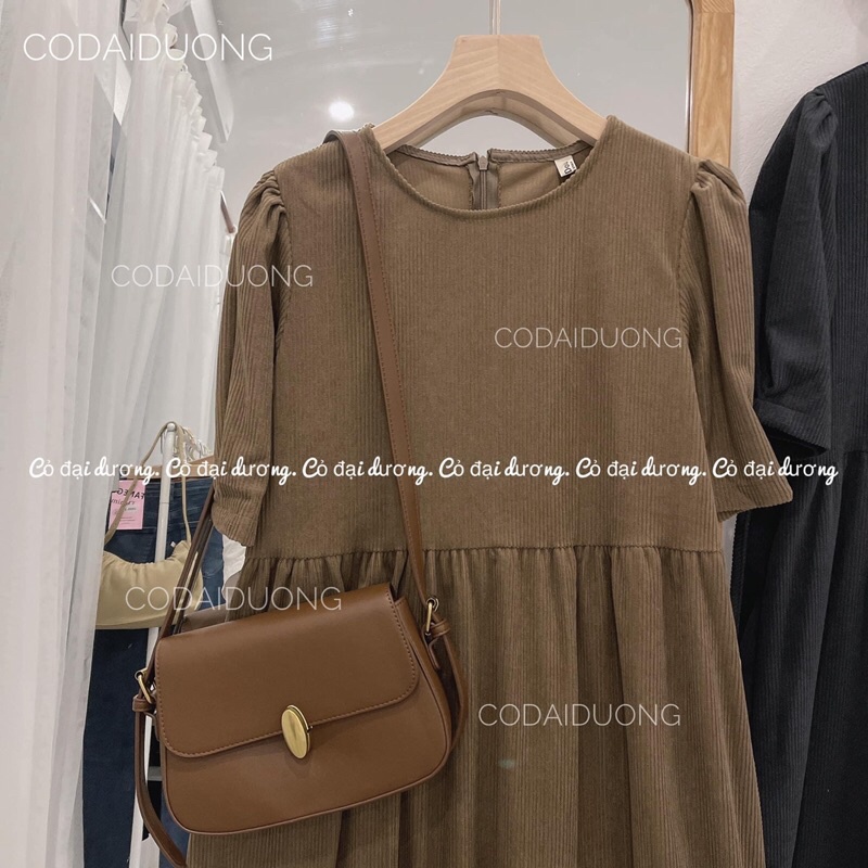 Váy bbd nhung tăm buộc eo