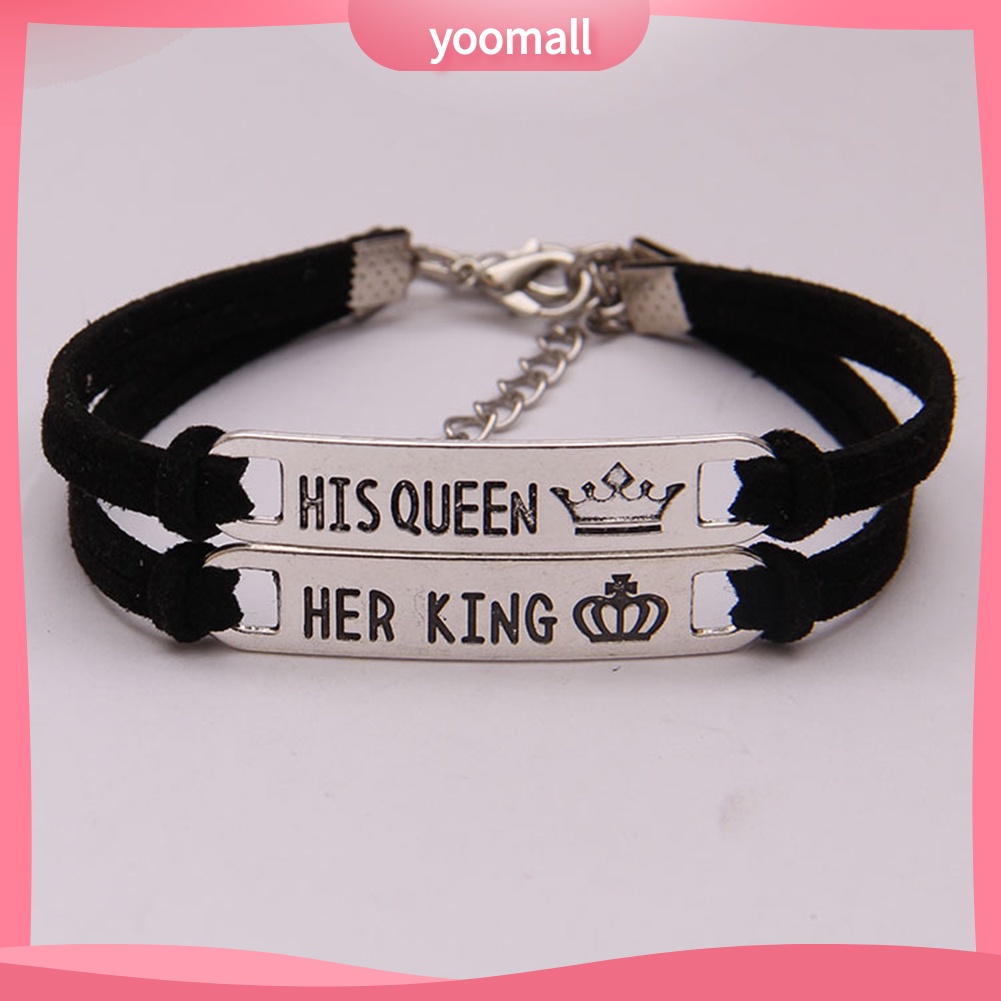 Vòng tay khắc chữ HIS QUEEN/HER KING cho cặp đôi tình nhân