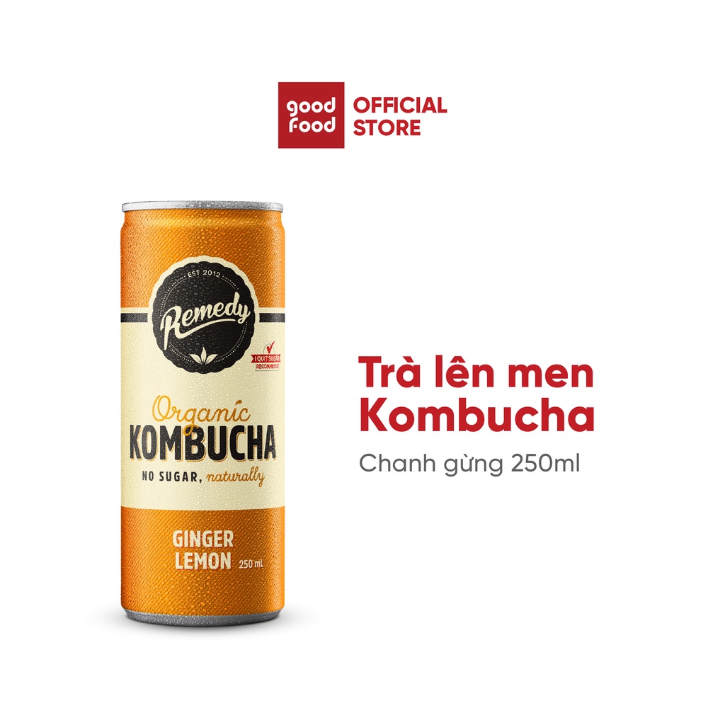 [Mã BMBAU50 giảm 7% đơn 99K] Trà Kombucha có ga vị chanh gừng Remedy Organic Kombucha Ginger Lemon 250ml