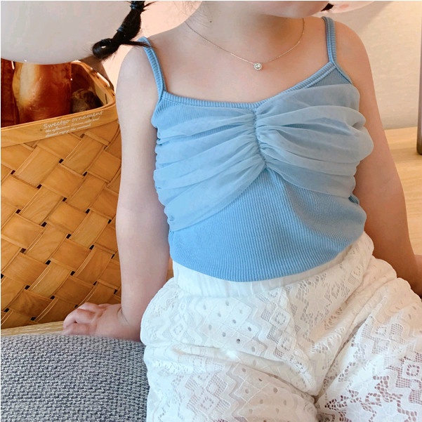 Áo Hai Dây Phối Lưới Màu Sắc Kẹo Ngọt Xinh Xắn Cho Bé Gái