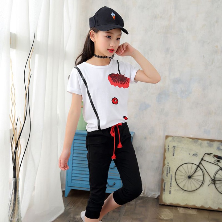 QUẦN ÁO HÈ, BỘ QUẦN ÁO HOA HỒNG DỄ THƯƠNG CHO BÉ GÁI 19-40KG