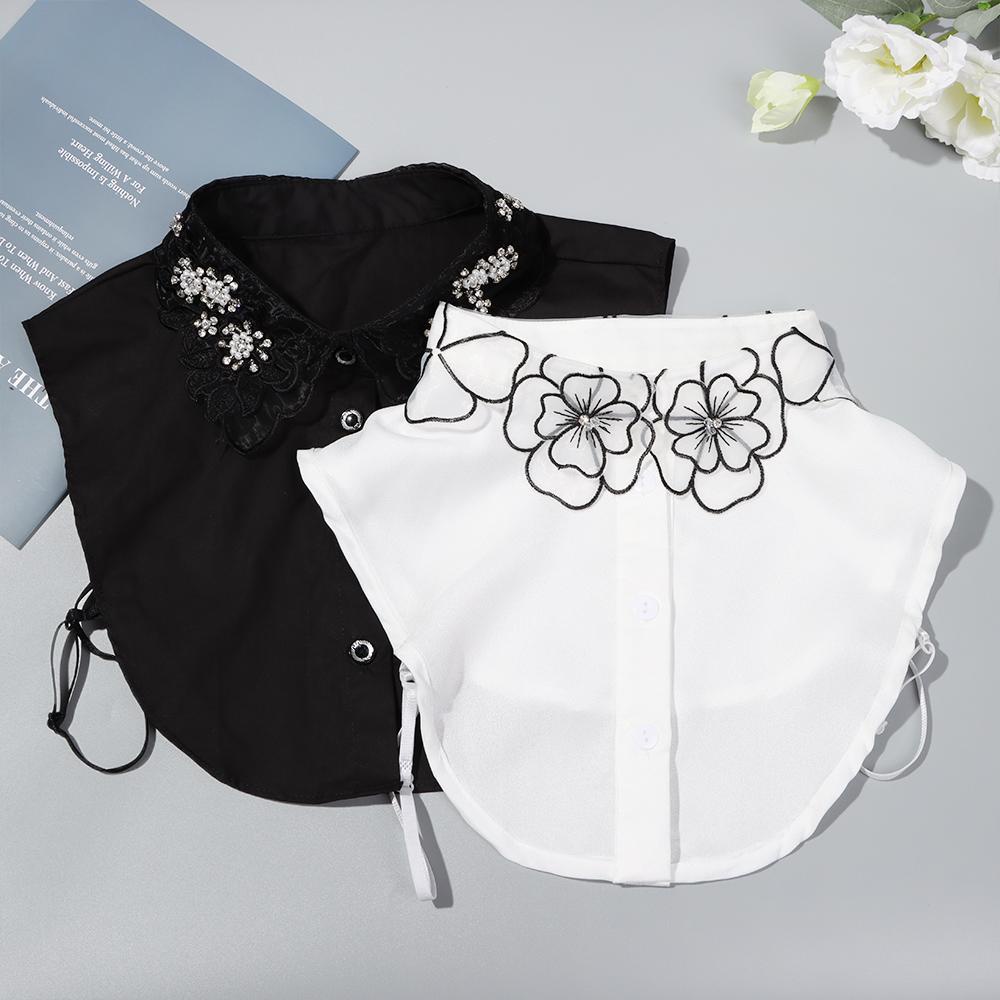 LAY Cổ Áo Rời Cổ Bẻ Phối Ren Hoa Phong Cách Vintage Cho Nữ