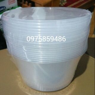Hộp nhựa 750ml tròn tô đựng phở, tô đựng bún(10 hộp kèm nắp)