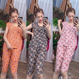 Bộ lanh mặc nhà , đồ bộ tole nữ , quần lửng tay cánh tiên,họa tiết hoa nhí [CÓ SIZE] giao hoa ngẫu nhiên -TL21