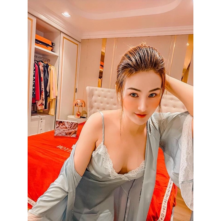 Bộ Váy Choàng Xanh Nữ - Lụa Quảng Châu Cao Cấp - FreeSize | BigBuy360 - bigbuy360.vn