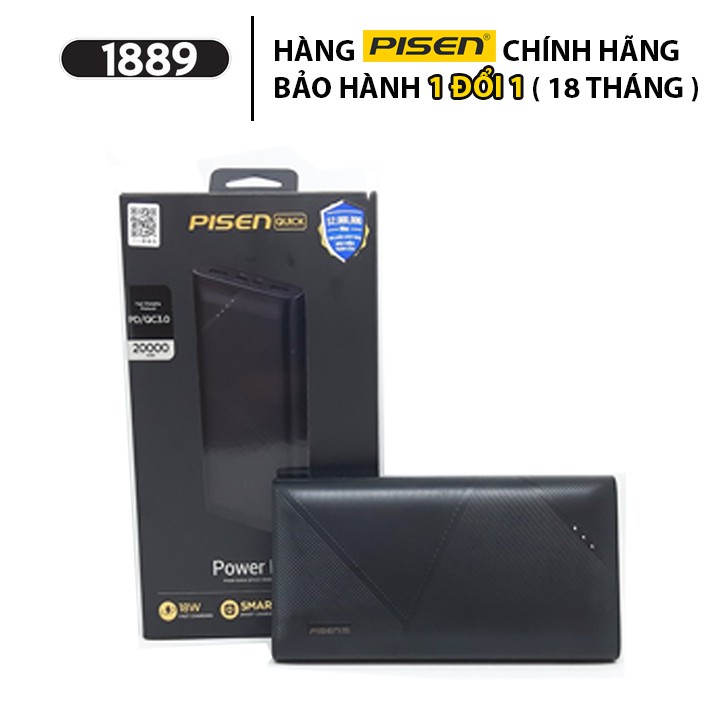 Sạc Dự Phòng Pisen Quick QP 20000mAh (QC/PD 18W ) - [BẢO HÀNH 18 THÁNG - 1 ĐỔI 1] - TP-D06CJ