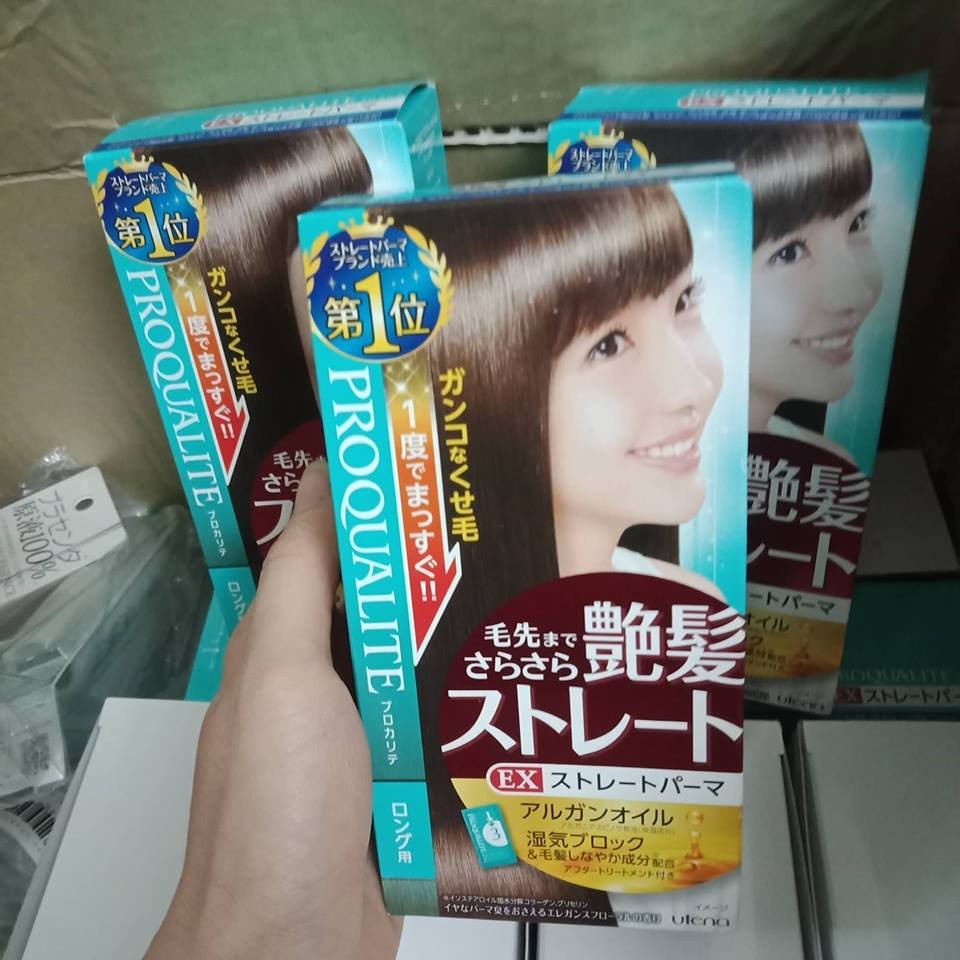 Thuốc duỗi tóc ngắn, dài Utena Proqualite Nhật Bản thẳng mềm tóc tự nhiên tại nhà không cần máy ép NEW 2022