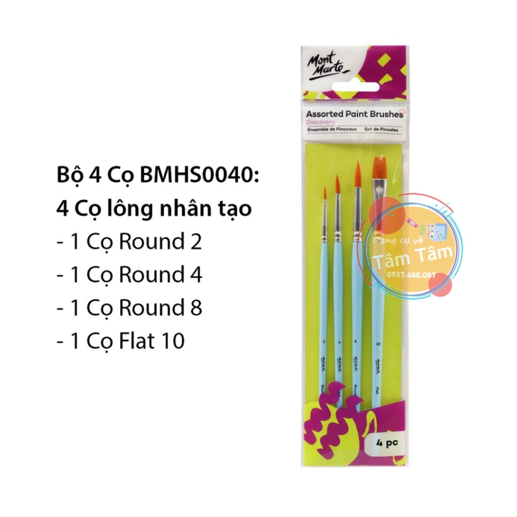 [TÂM TÂM] Bộ Cọ Vẽ Màu Acrylic, Màu Nước, Màu Gouche, Sơn Dầu Mont Marte-LAM