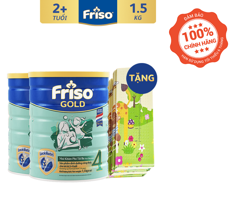 [Tặng Thảm Chơi Size Đại Cho Bé] Combo 2 Lon Sữa Bột Friso Gold 4 (1.5kg/Lon)