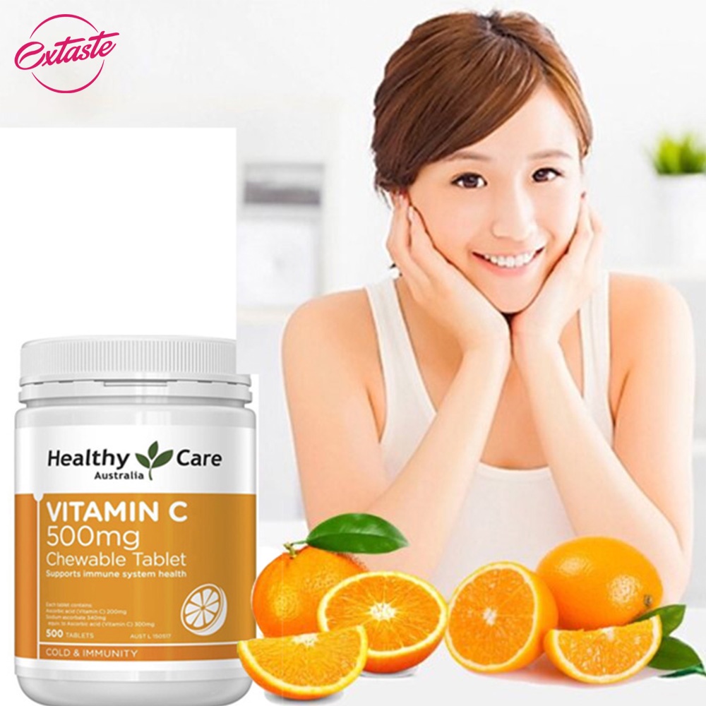 Viên nhai Healthy Care Vitamin C 500mg chewable 500 viên tăng cường đề kháng tái tạo da