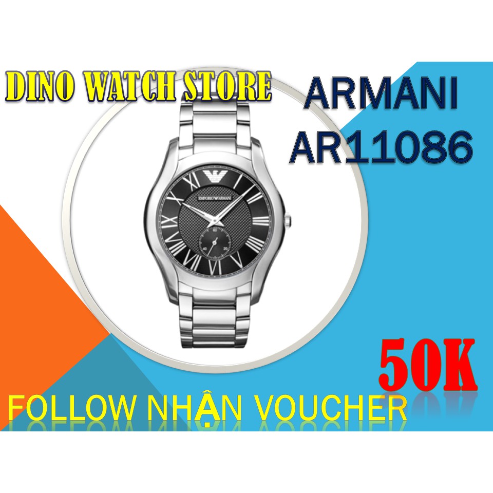 ĐỒNG HỒ NAM ARMANI AR11086 , DÂY THÉP , MẶT ĐEN , 42MM